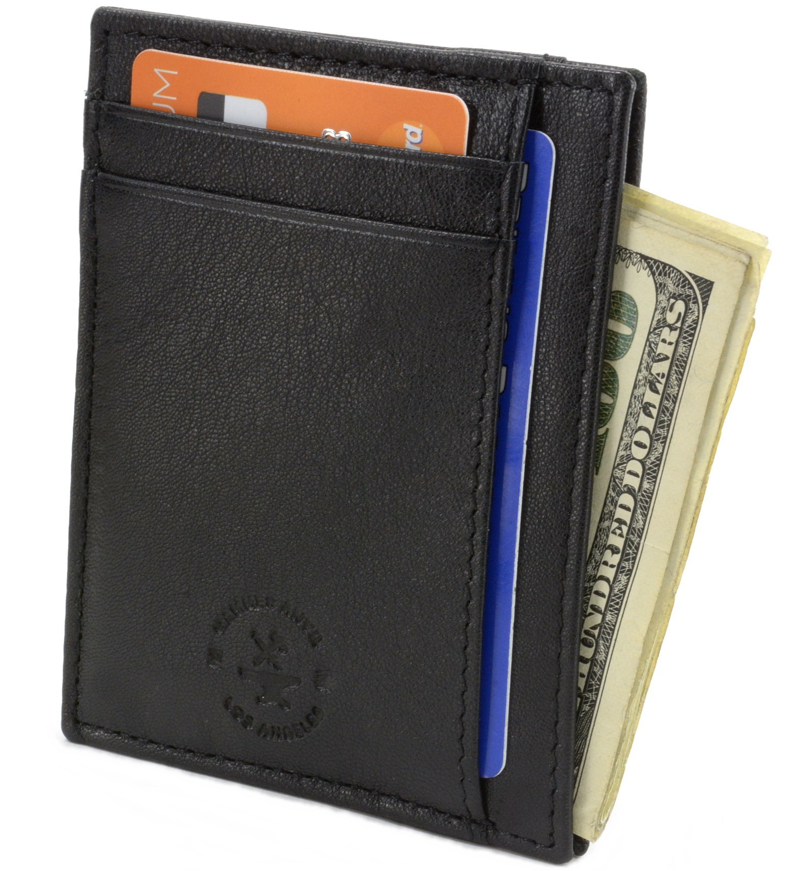 RFID Blocking Hammer Anvil Front Pocket Wallet Thin Slim Leather Multi